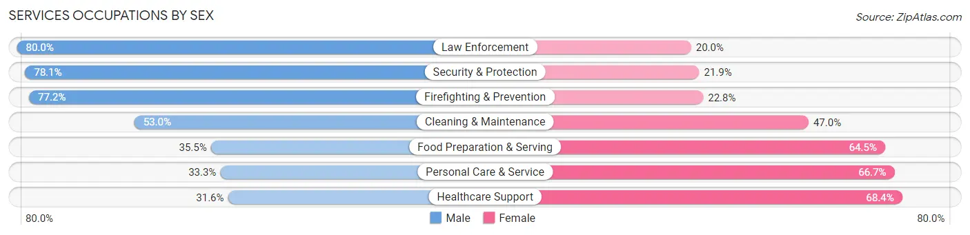 Services Occupations by Sex in Zip Code 75020