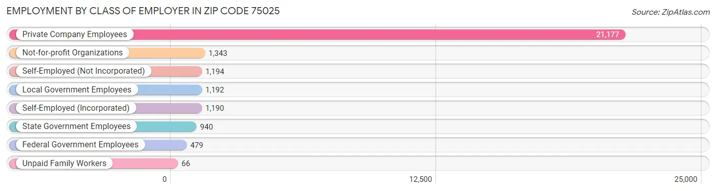 Employment by Class of Employer in Zip Code 75025