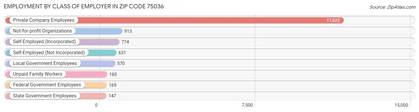 Employment by Class of Employer in Zip Code 75036