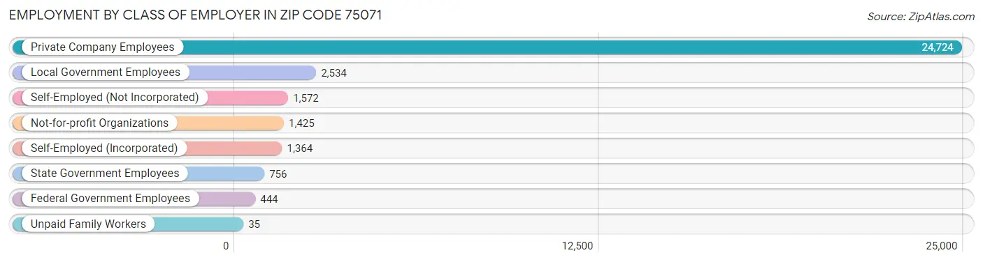 Employment by Class of Employer in Zip Code 75071