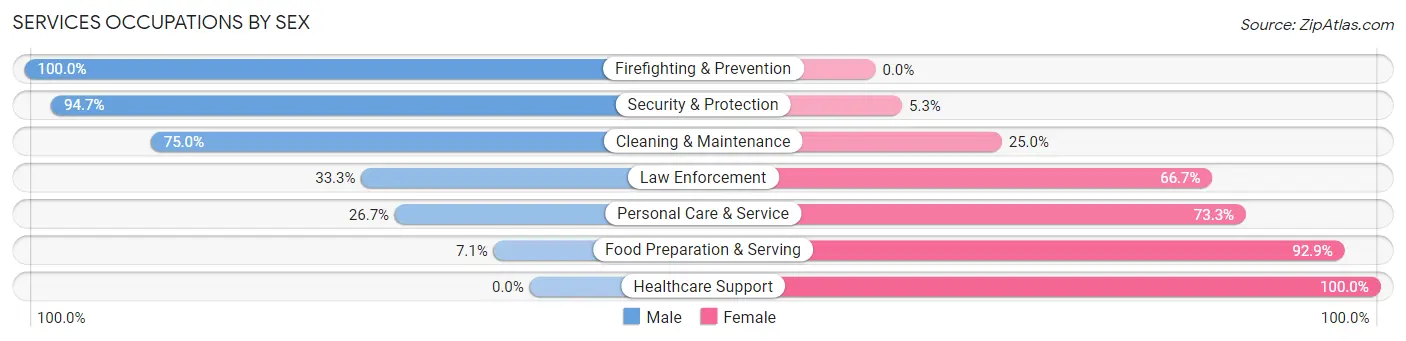 Services Occupations by Sex in Zip Code 75109
