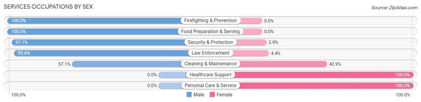 Services Occupations by Sex in Zip Code 75124