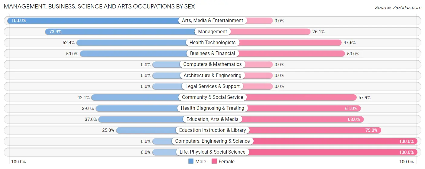 Management, Business, Science and Arts Occupations by Sex in Zip Code 75127