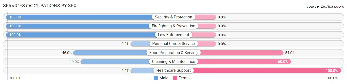 Services Occupations by Sex in Zip Code 75163