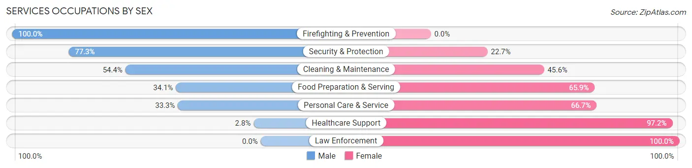 Services Occupations by Sex in Zip Code 75203