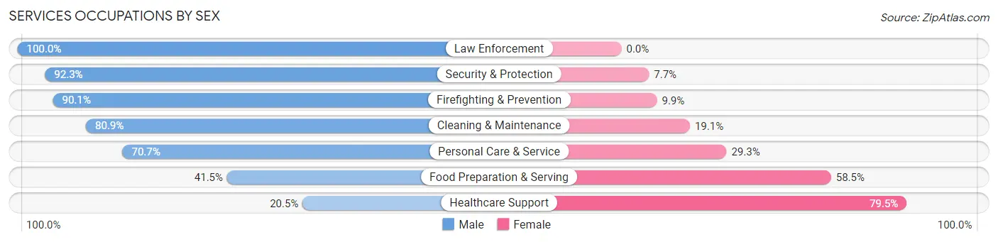 Services Occupations by Sex in Zip Code 75204