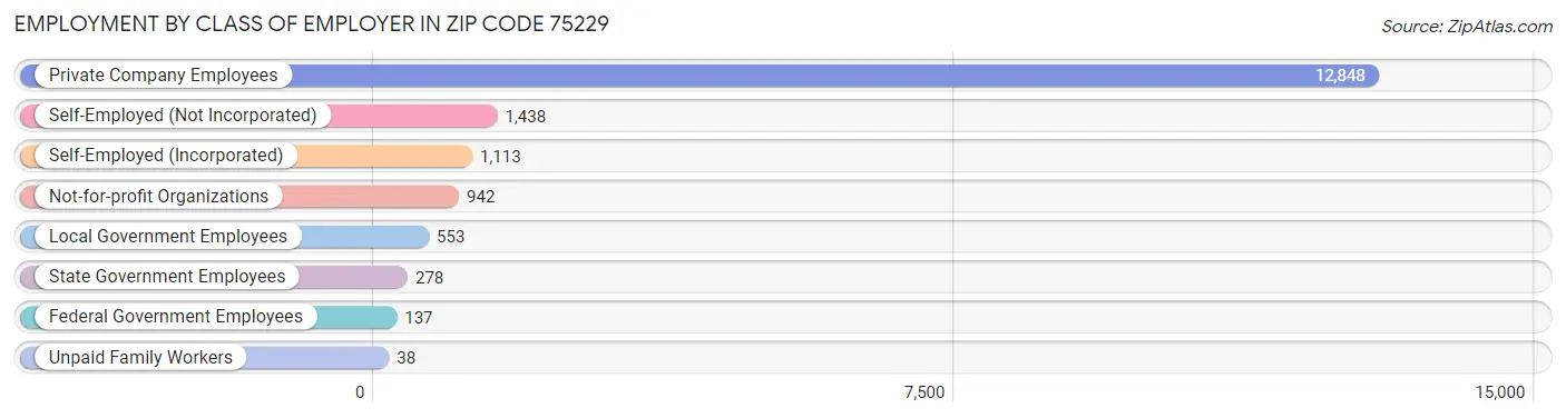 Employment by Class of Employer in Zip Code 75229