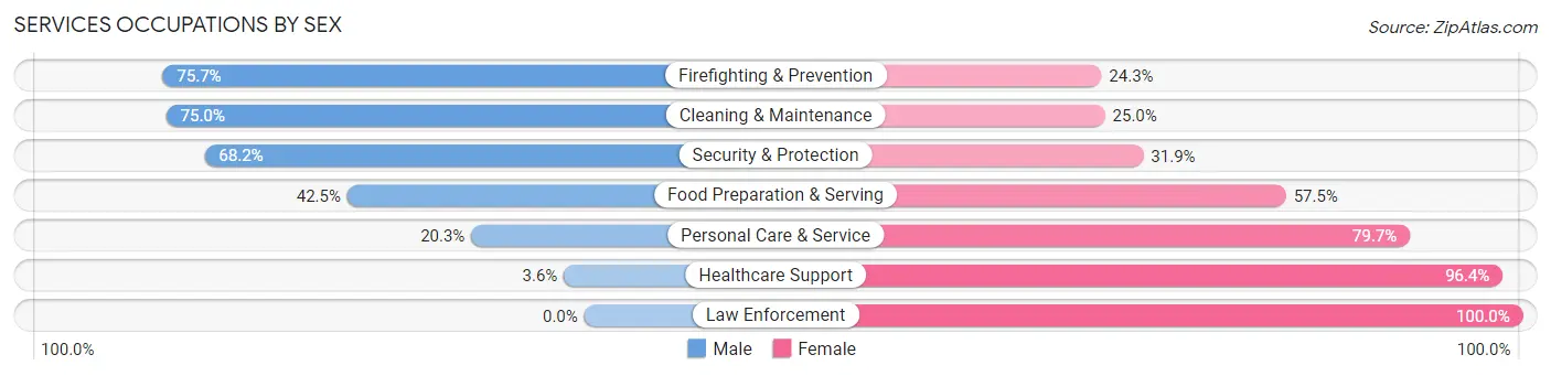 Services Occupations by Sex in Zip Code 75232