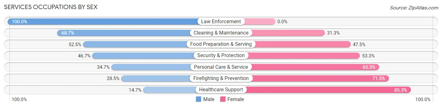 Services Occupations by Sex in Zip Code 75235
