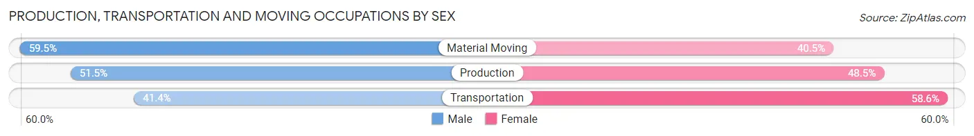 Production, Transportation and Moving Occupations by Sex in Zip Code 75248