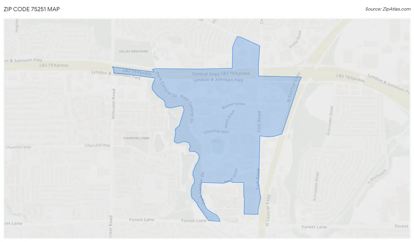 Zip Code 75251 Map