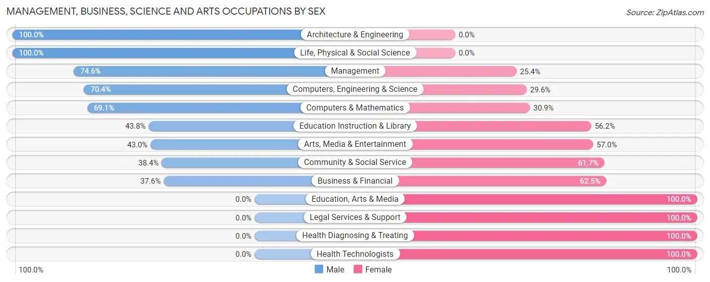 Management, Business, Science and Arts Occupations by Sex in Zip Code 75253
