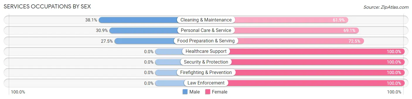 Services Occupations by Sex in Zip Code 75253