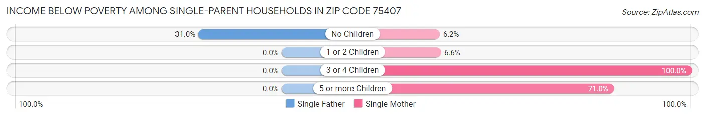 Income Below Poverty Among Single-Parent Households in Zip Code 75407