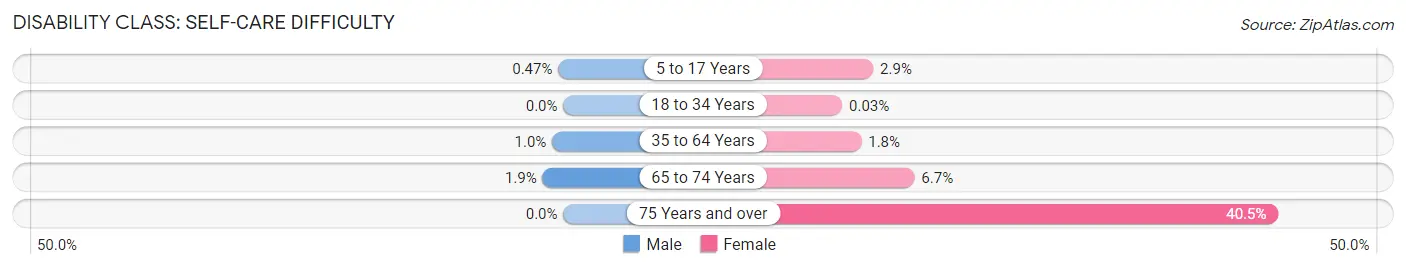 Disability in Zip Code 75407: <span>Self-Care Difficulty</span>