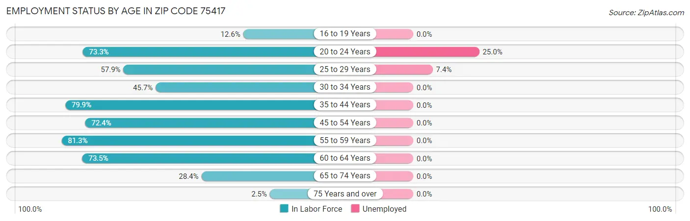 Employment Status by Age in Zip Code 75417