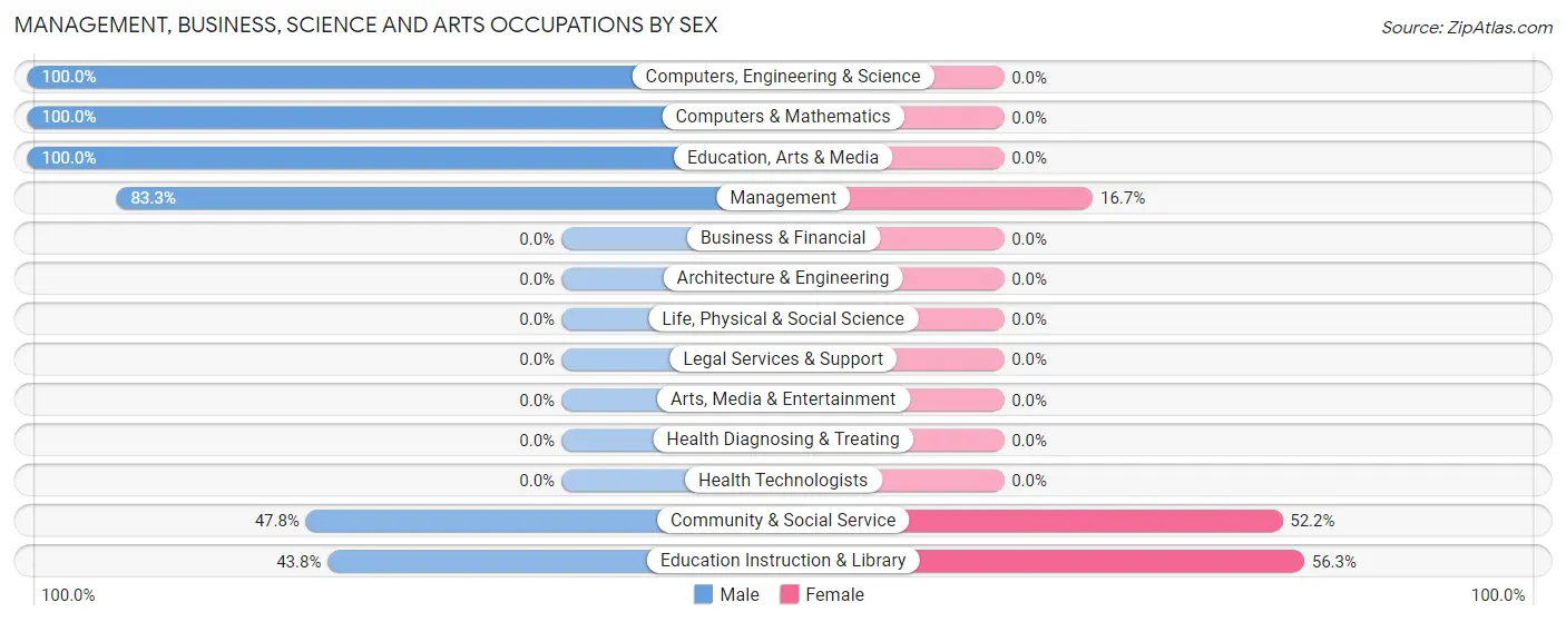 Management, Business, Science and Arts Occupations by Sex in Zip Code 75487