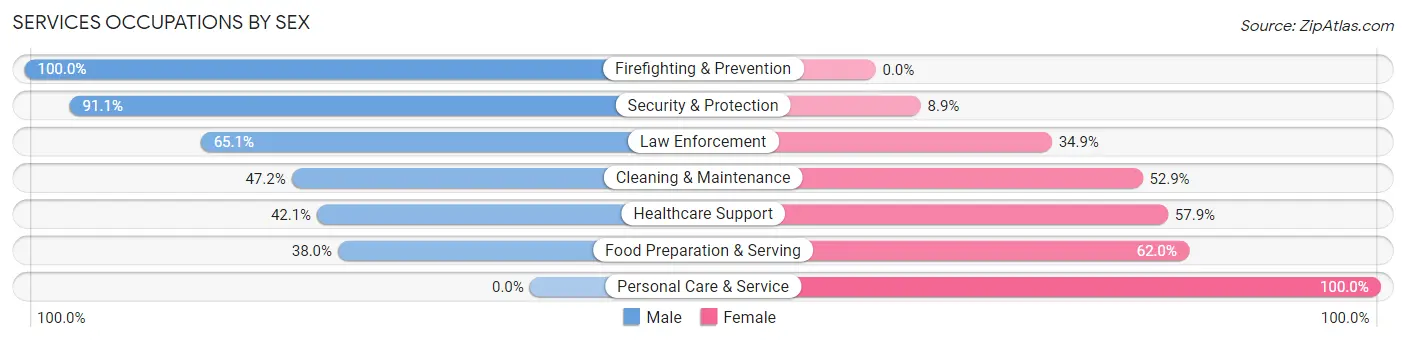 Services Occupations by Sex in Zip Code 75495