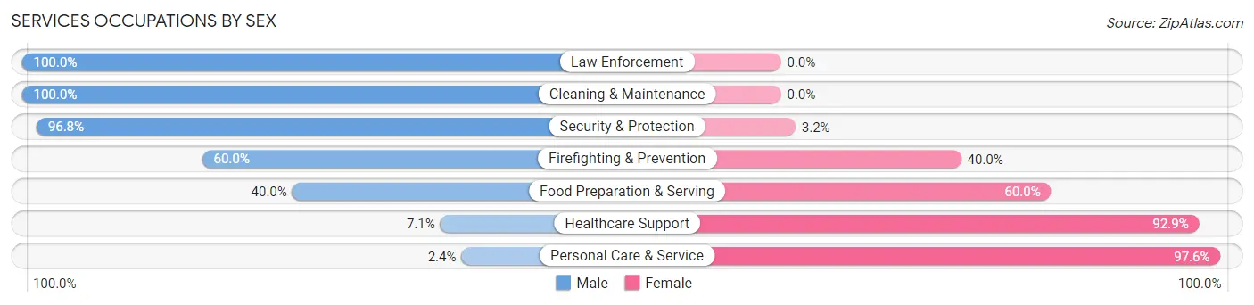 Services Occupations by Sex in Zip Code 75554