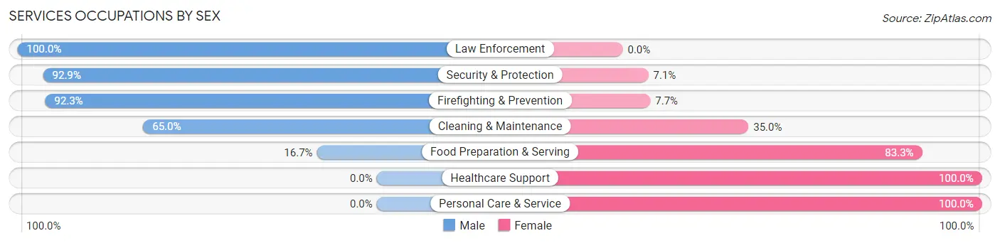 Services Occupations by Sex in Zip Code 75556