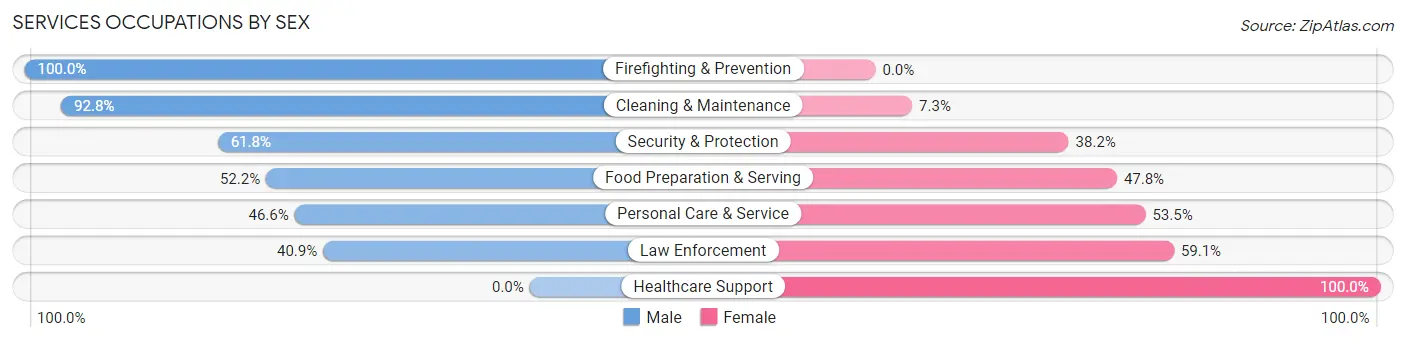 Services Occupations by Sex in Zip Code 75684