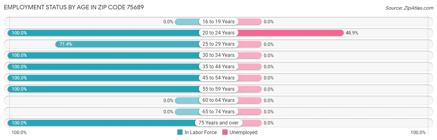 Employment Status by Age in Zip Code 75689