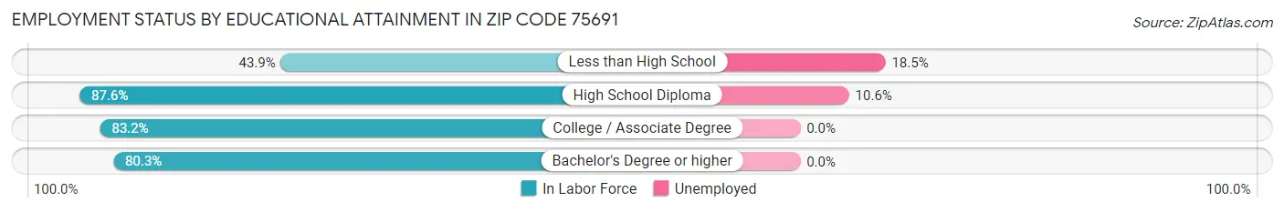 Employment Status by Educational Attainment in Zip Code 75691