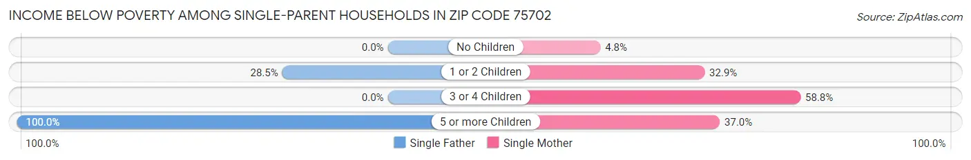 Income Below Poverty Among Single-Parent Households in Zip Code 75702