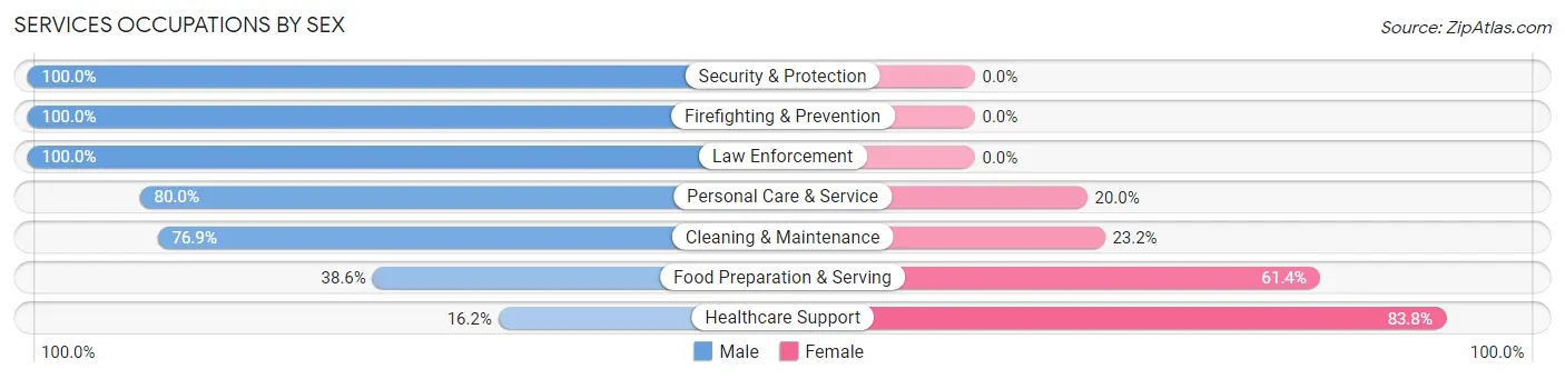 Services Occupations by Sex in Zip Code 75707