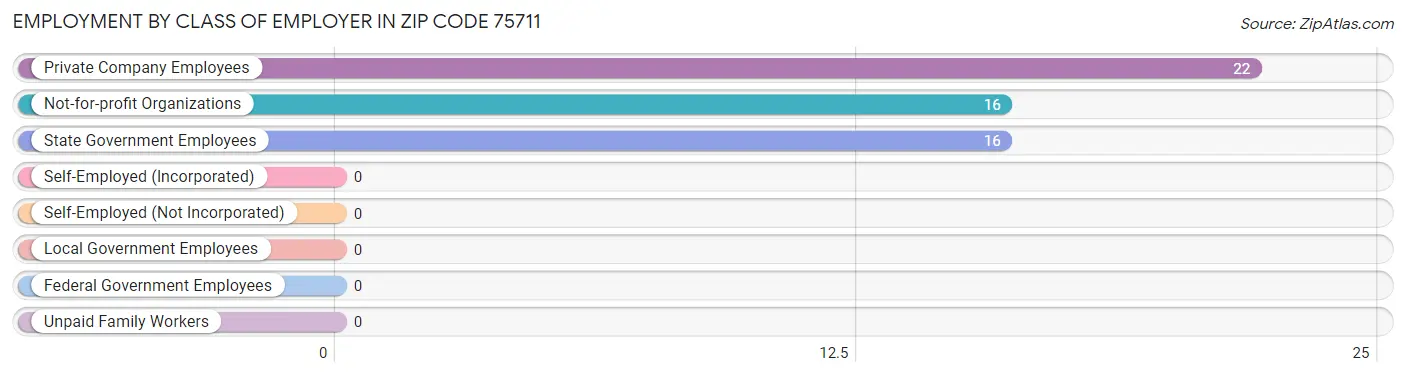 Employment by Class of Employer in Zip Code 75711