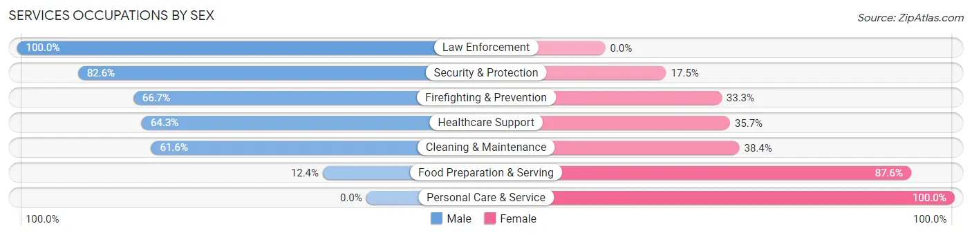 Services Occupations by Sex in Zip Code 75758