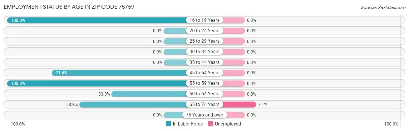 Employment Status by Age in Zip Code 75759