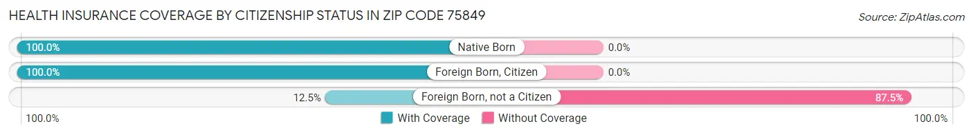 Health Insurance Coverage by Citizenship Status in Zip Code 75849