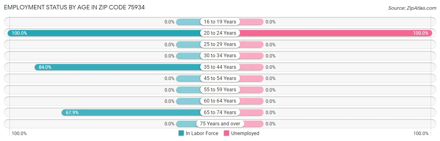 Employment Status by Age in Zip Code 75934