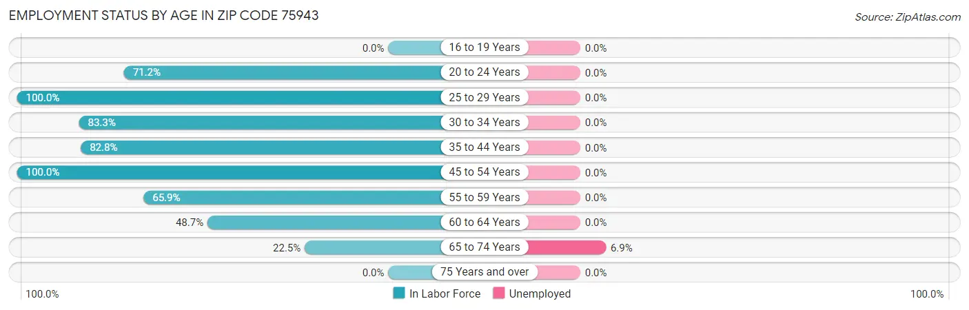 Employment Status by Age in Zip Code 75943