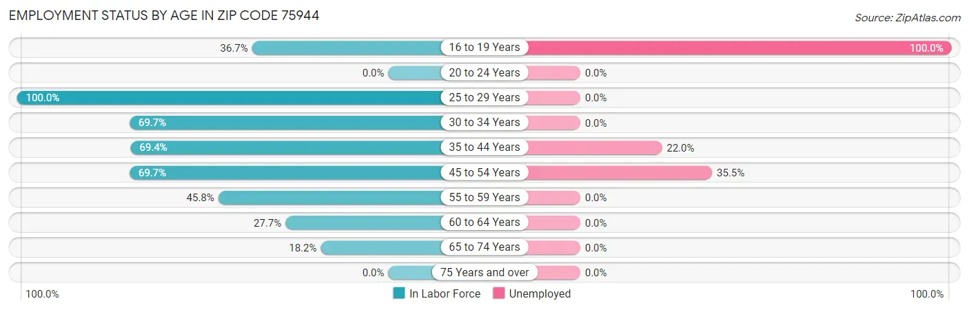 Employment Status by Age in Zip Code 75944