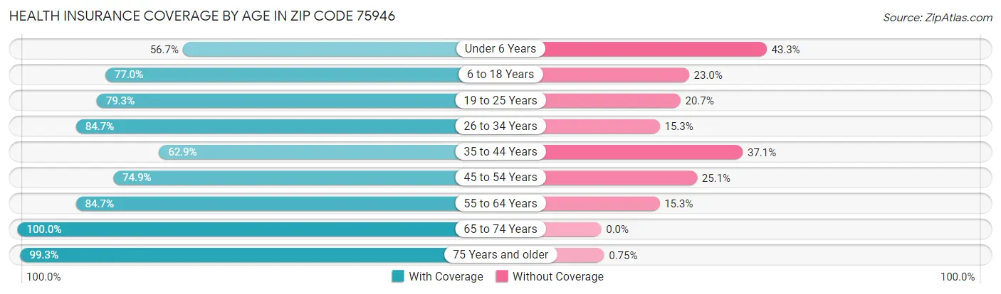 Health Insurance Coverage by Age in Zip Code 75946