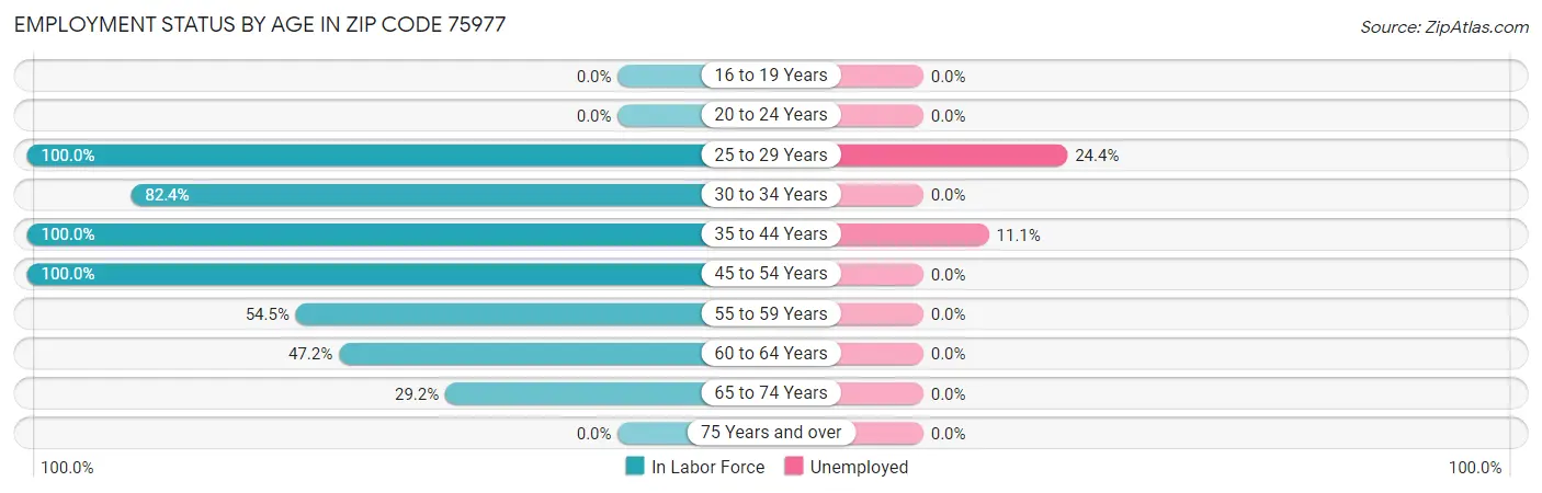Employment Status by Age in Zip Code 75977