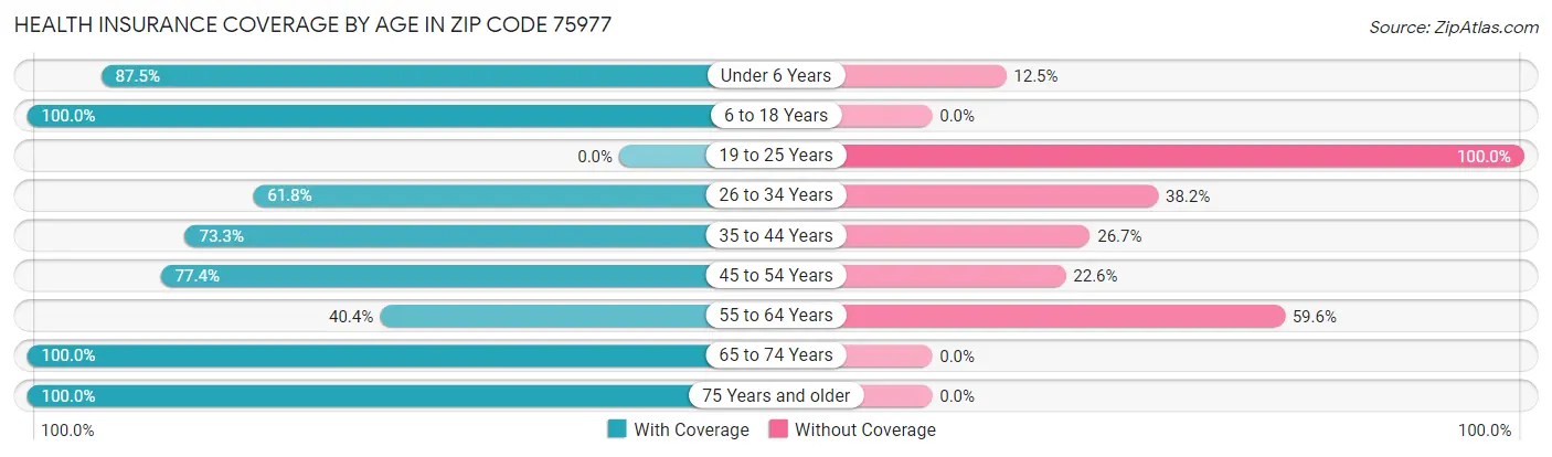 Health Insurance Coverage by Age in Zip Code 75977