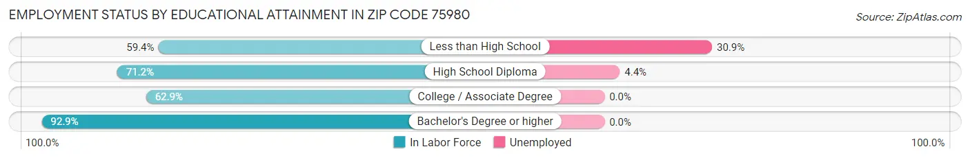 Employment Status by Educational Attainment in Zip Code 75980