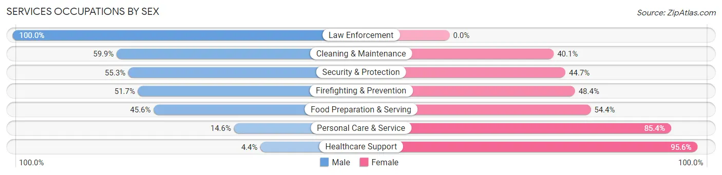 Services Occupations by Sex in Zip Code 76011