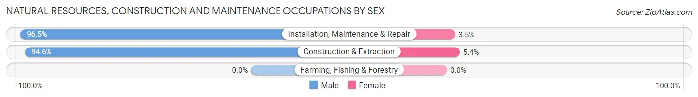 Natural Resources, Construction and Maintenance Occupations by Sex in Zip Code 76021