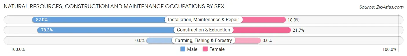 Natural Resources, Construction and Maintenance Occupations by Sex in Zip Code 76036