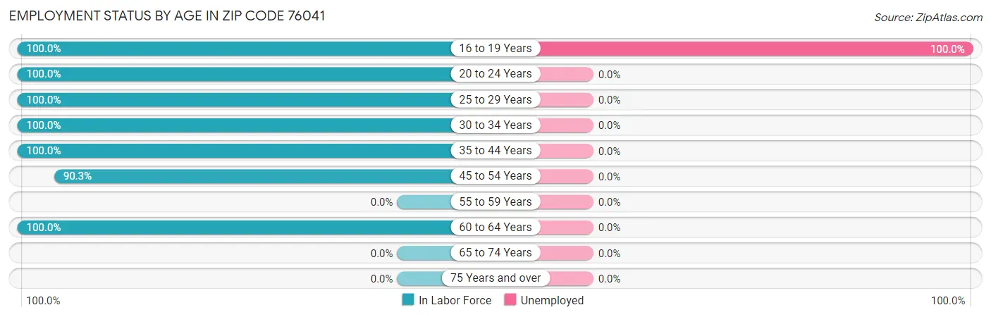 Employment Status by Age in Zip Code 76041