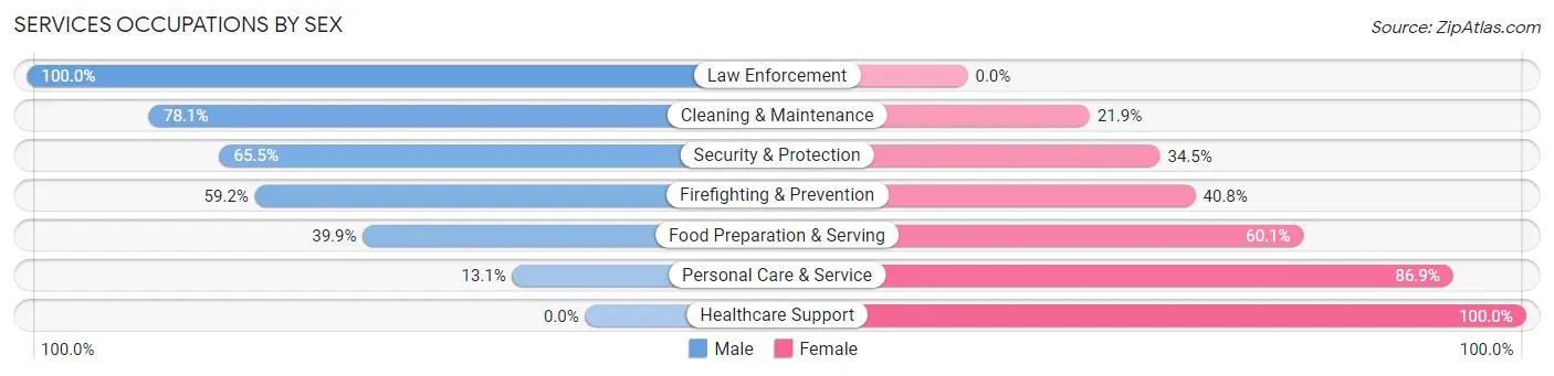Services Occupations by Sex in Zip Code 76085
