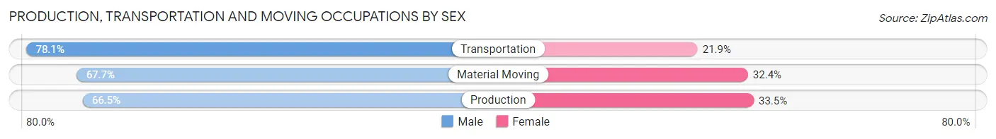 Production, Transportation and Moving Occupations by Sex in Zip Code 76119