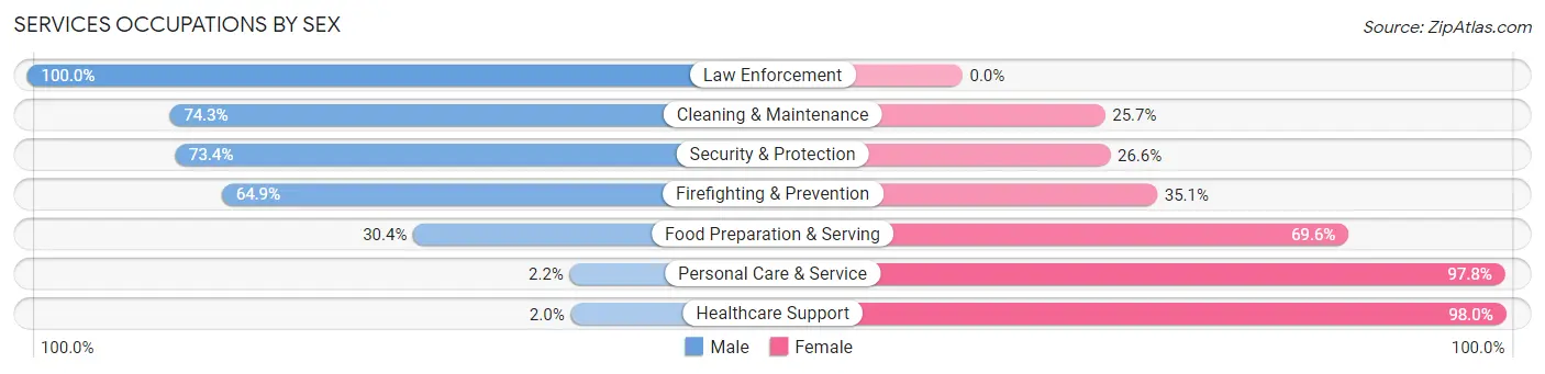 Services Occupations by Sex in Zip Code 76134