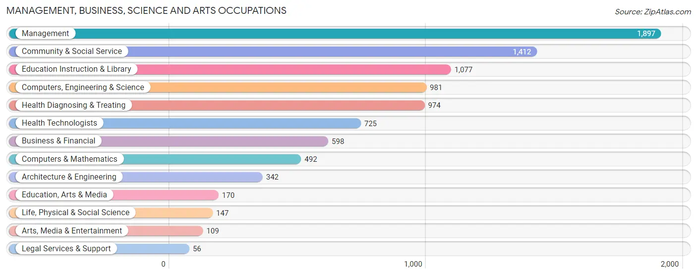 Management, Business, Science and Arts Occupations in Zip Code 76208