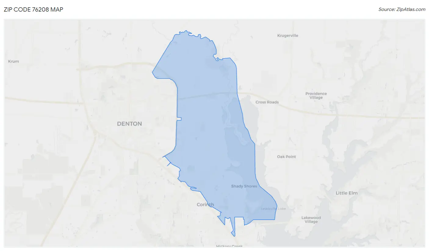 Zip Code 76208 Map