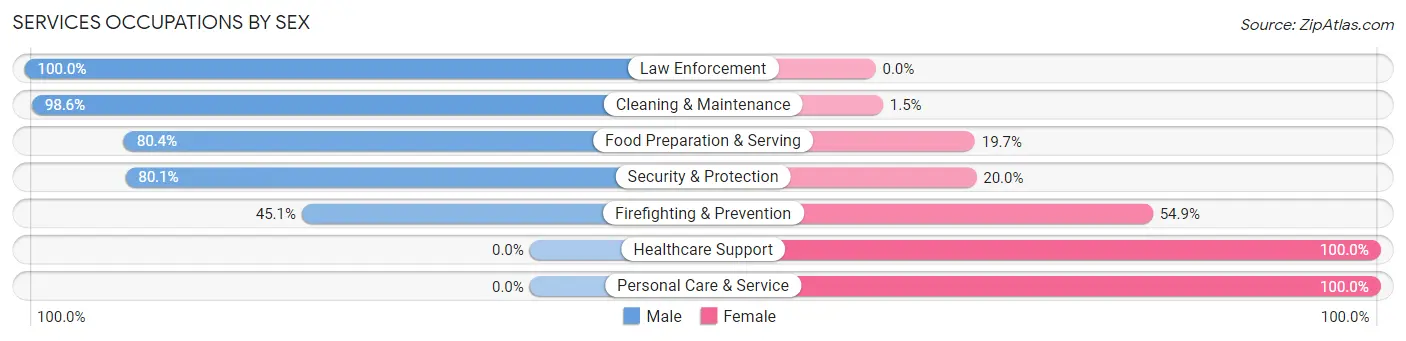Services Occupations by Sex in Zip Code 76247